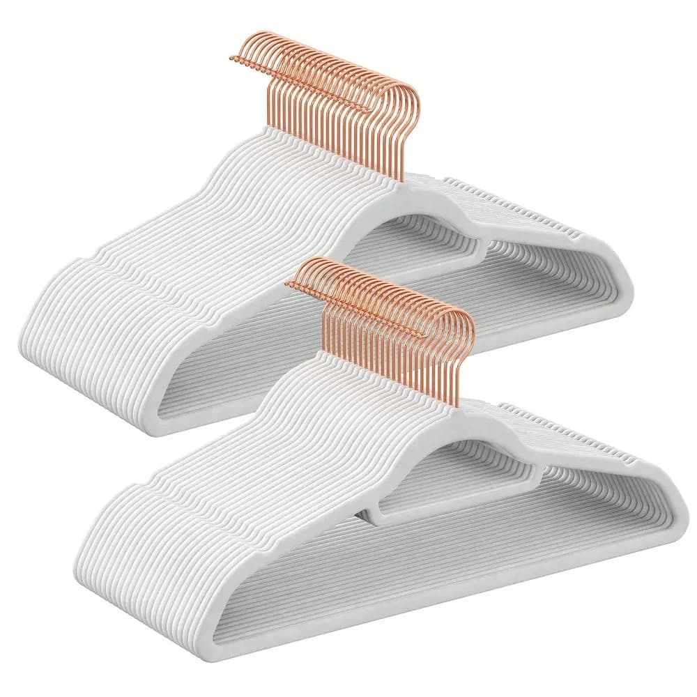 Appendiabiti in velluto, set da 50 appendiabiti con gancio girevole nero, antiscivolo, lunghi 17,1 pollici per cappotti, camicie, vestiti, pantaloni, cravatte, cappelli