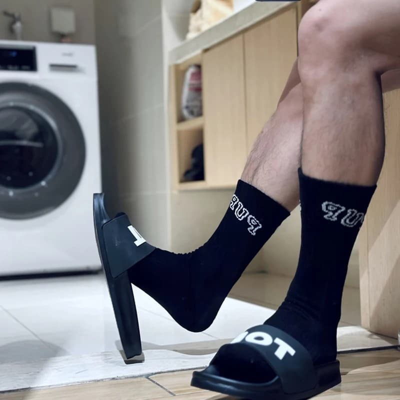 Man Socks Basketball Calcetines Hombre Letter Meias Socks For Men Sweat Absorption Sport Socks Cotton Casual Ropa Gay Fashion
