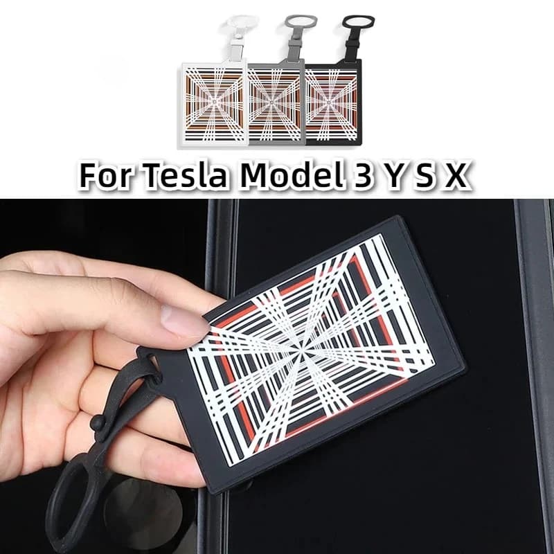 Porta carte chiave per Tesla Model 3 YXS Custodia protettiva per chiave auto Accessori auto Custodia per chiave in silicone con etichetta PLAID Light Speed