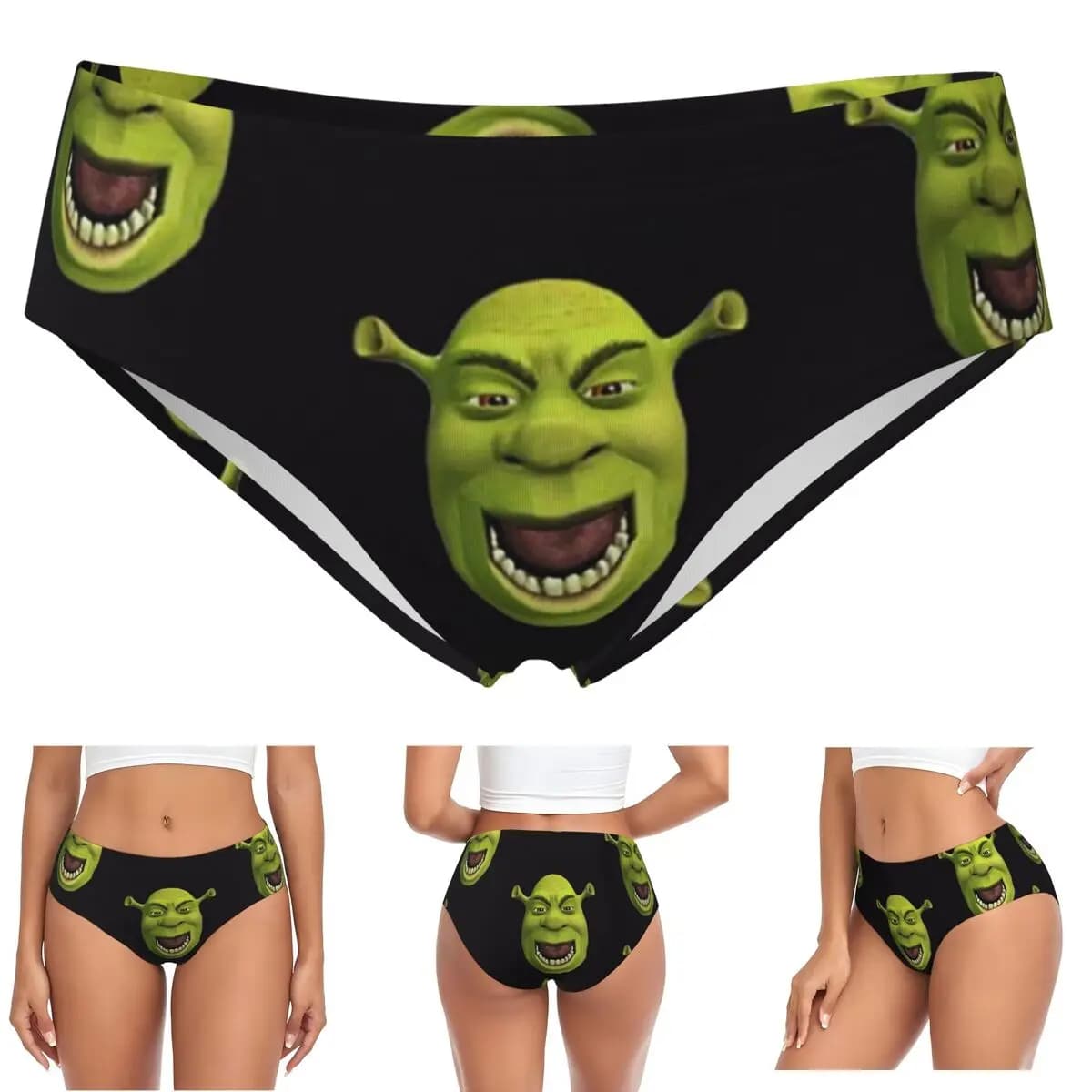 Custom Shrek Panties Briefs Women's Comfort Briefs Underwear Breathable Female Underpants