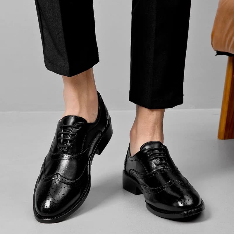 Formal Leather Shoes Classic Men's Style Slip on Loafers Pointed Breathable Non-Slip Business Dress Wedding Office Casual Shoes