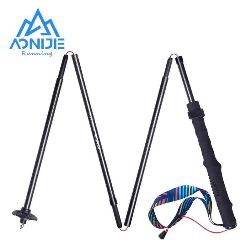 2 pieces AONIJIE E4204 folding trekking sticks light carbon fiber walking stick with fixed coulisse for mountaineering