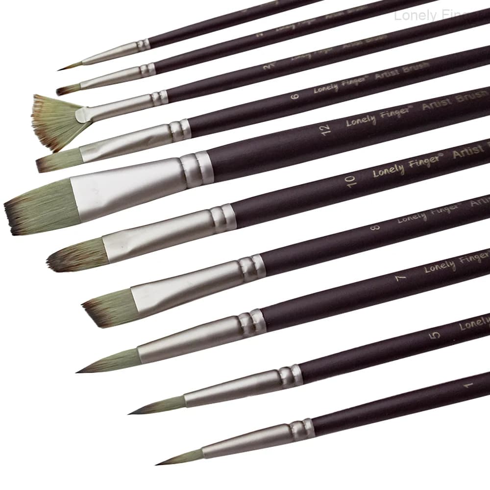 10pcs Professional Paint Brush Set – Synthetic Nylon Brushes for Acrylic, Oil, Watercolor, Gouache – No Shedding, Artist Gifts A