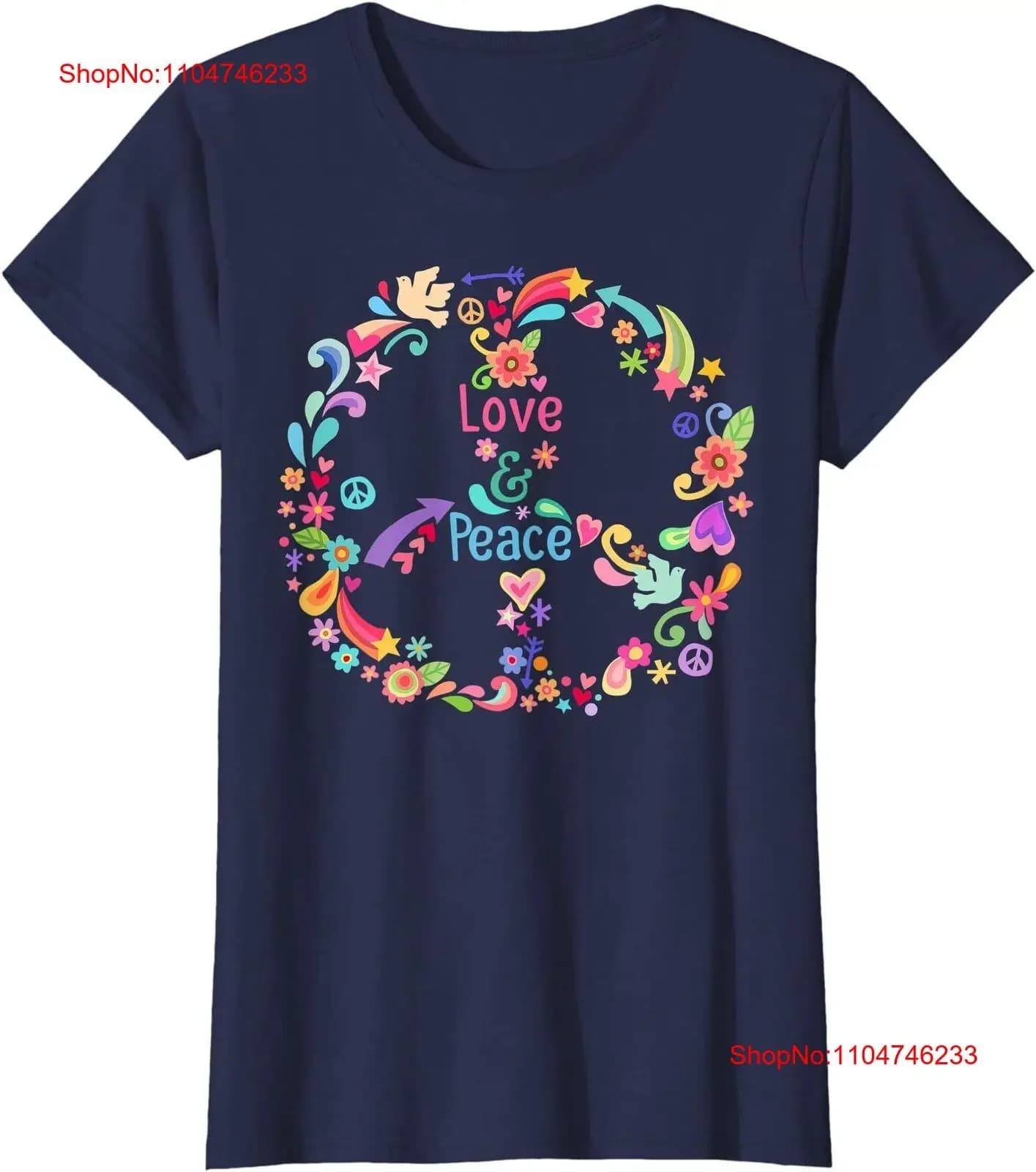 Costume hippie Love And Peace anni '60 anni '70 Tie Die T-shirt girocollo da donna vintage lavata Leggermente versatile moda Confortevole