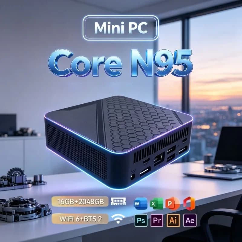 2026 New Arrival Intel Core N95 Mini PC BT5.2 WiFi6 Portable Desktop 16GB RAM 1/2TBSSD Office Casual Light Gaming Small Computer