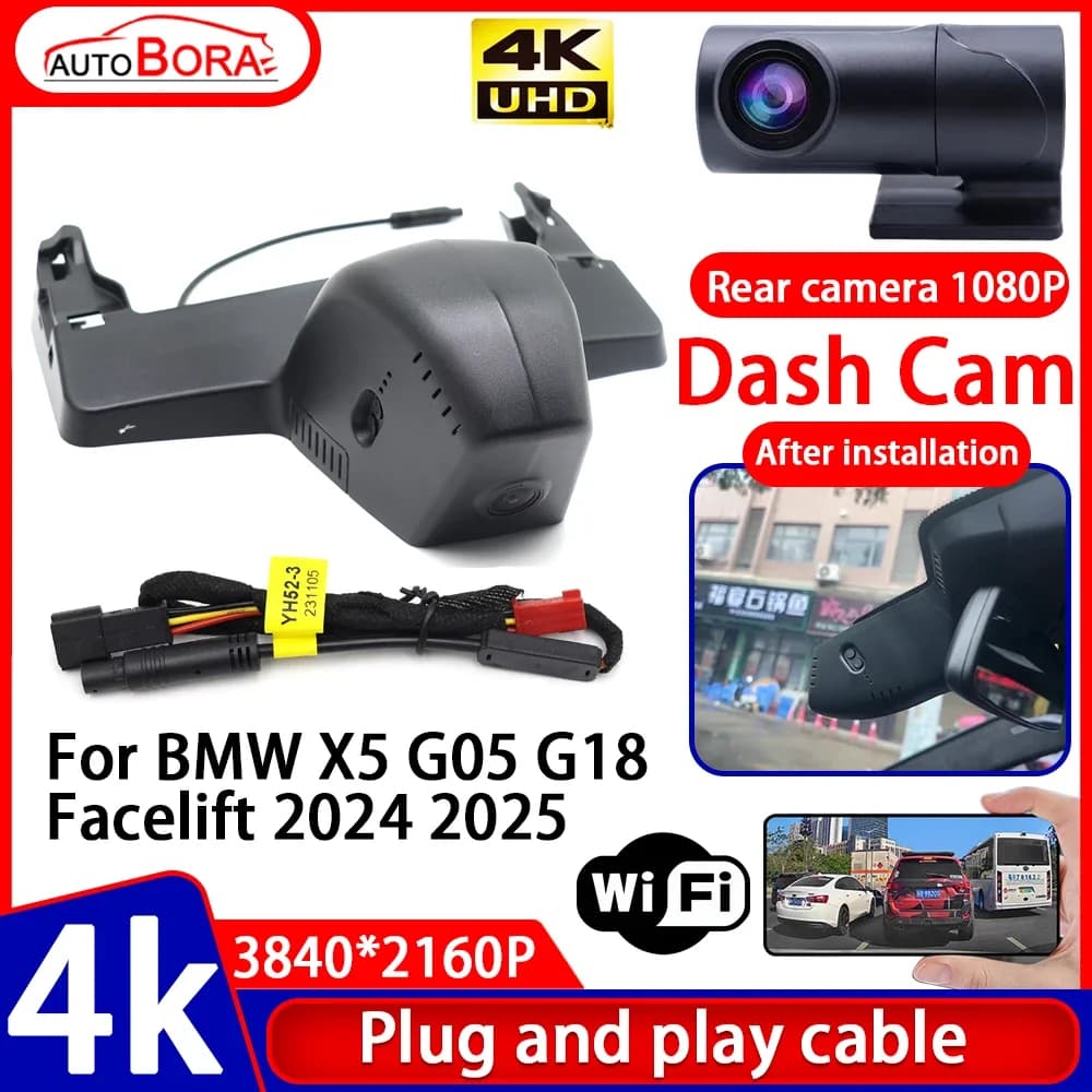 ZhuCamX night vision video recorder 4K UHD Plug and Play Car DVR Dash Cam Camera for BMW X5 G05 G18 lifting 2024 2025