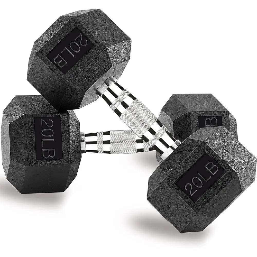 Manubri Esagonali 5, 10, 15, 20, 25, 30, 40 LB - Set di Pesi per Uomini e Donne in Ghisa Rivestita in Gomma