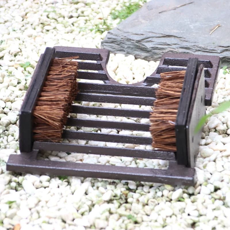 Tirare per stivali in ghisa con spazzola Raschietto per scarpe Bussare alla caviglia Detergente per scarpe da esterno 1 Raschietto per stivali Rimozione fango Marrone rustico Pesante
