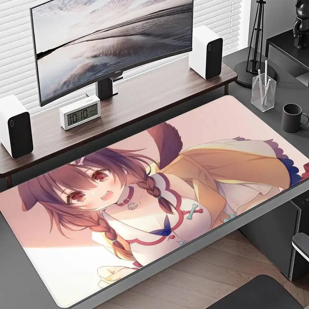 Tappetino per mouse Dog-Eared VTuber, accessori da gaming, tappetino da scrivania per tastiera da ufficio, antiscivolo, grande, per laptop, anime, Virtual Idol Girl Mouse
