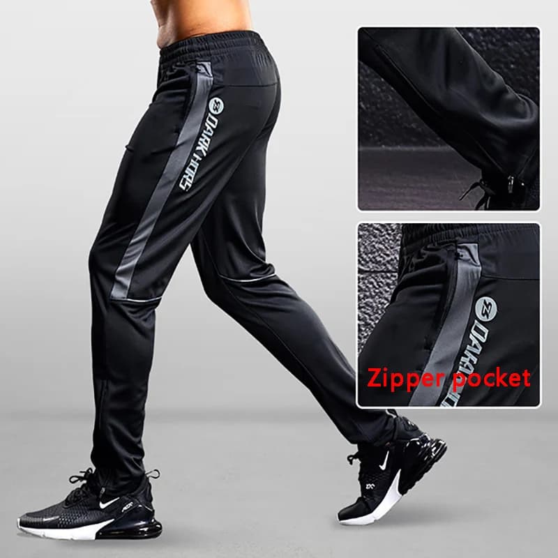 Pantaloni sportivi da uomo pantaloni da corsa con tasche con cerniera allenamento di calcio pantaloni sportivi da Jogging Leggings da calcio Fitness pantaloni sportivi