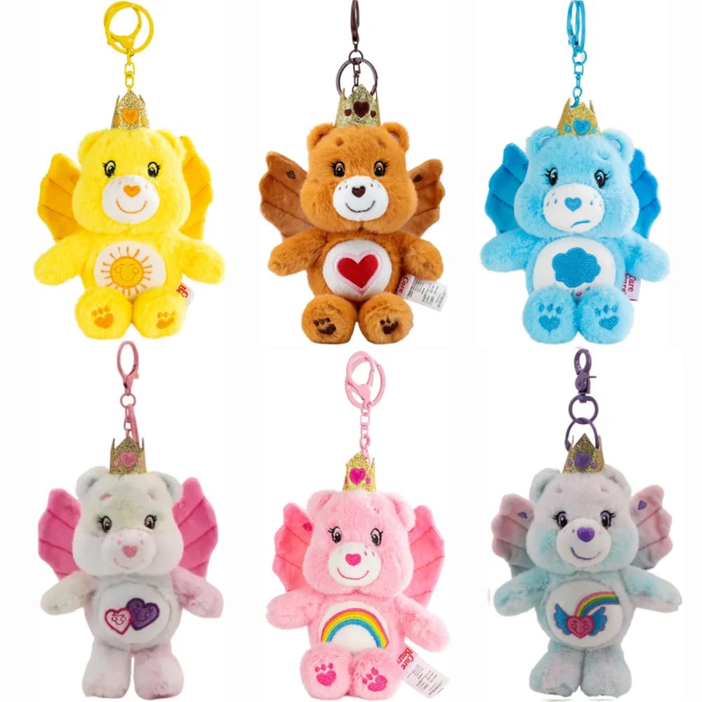 Portachiavi Peluche Care Bears da 15 cm con Ali di Farfalla, Orsetto Sonoro, Ciondolo per Borsa, Ornamento per Auto, Bambola Kawaii, Regalo