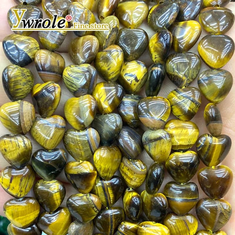Pietra naturale liscia cuore d'amore 10 mm occhio di tigre perline spaziale sciolte per la creazione di gioielli orecchini fai da te bracciale accessori con ciondoli