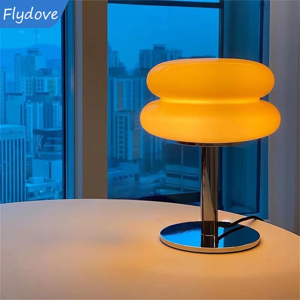 Lampada in vetro a fungo nordico Bauhaus Dimmerazione tricromatica Comodino Lampada da notte Lampade per atmosfera Protezione per gli occhi Lampada da scrivania per luce notturna