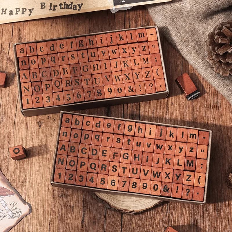 Wooden Alphabet And Number Stamp Set for Scrapbooking Journaling DIY Craft Rubber Stamping Stationery Kit Craft Supplies
