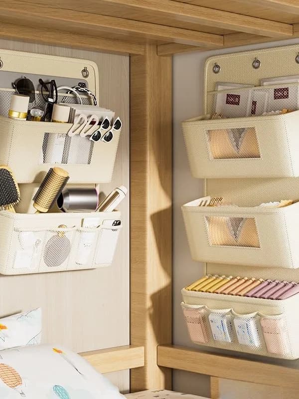 Suspended storage bag for dorm cabinet, without drilling, underwear organizer and various items for the house