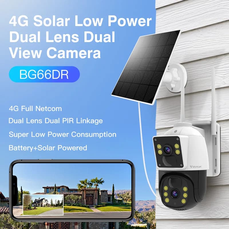 4MP O-Kam APP Dual Lens Allarme a energia solare Wireless PTZ 4G Dome Camera AI Rilevazione umanoide Sicurezza domestica CCTV Baby Monitor