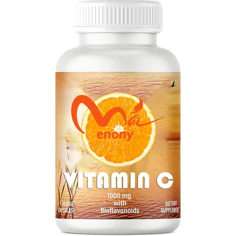 Vitamin C supplement 1000 mg, sodium ascorbate and citrus bioflavonoids, used for immune support and heart health, 60 capsules