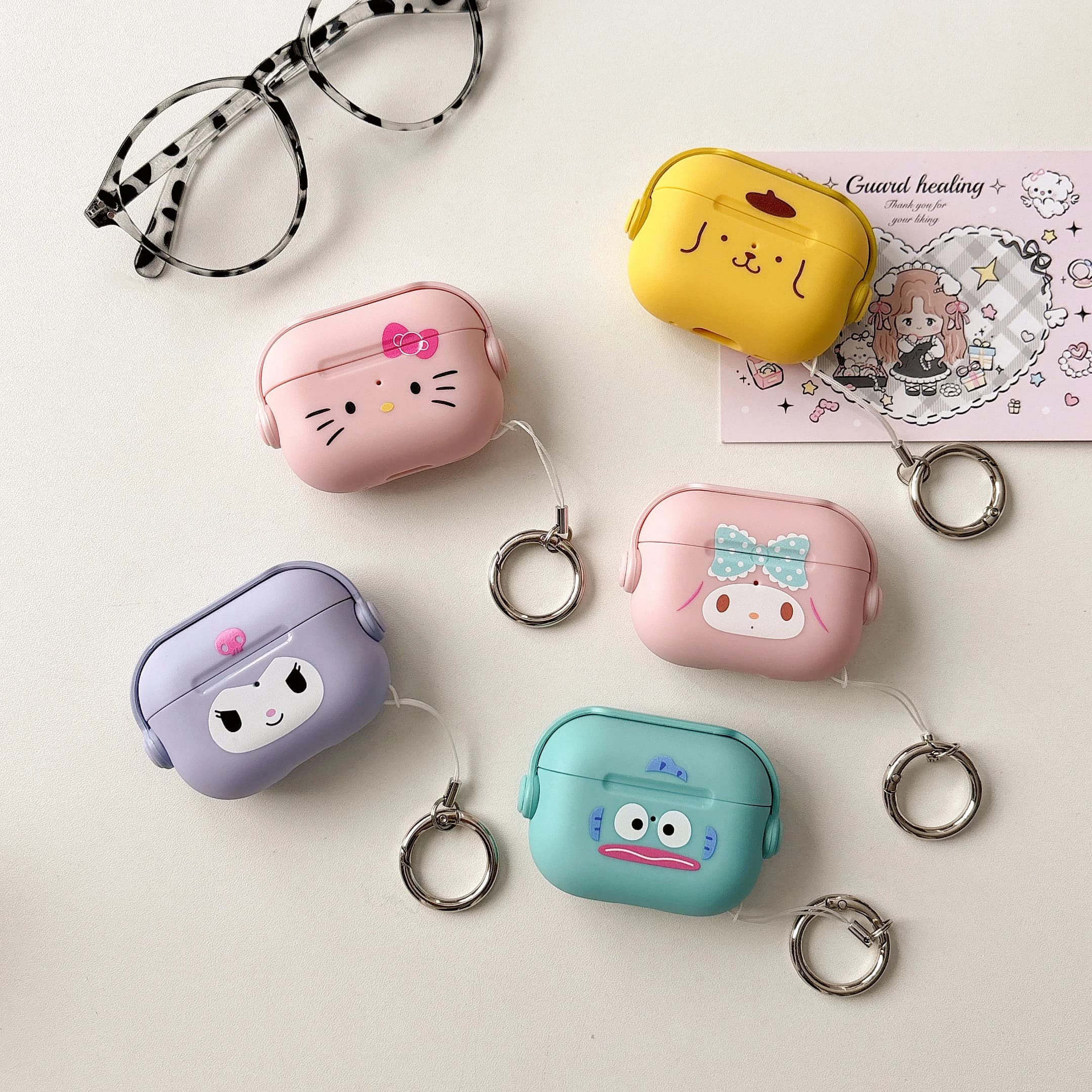 Elegant Simple Style Clean for Hello Kitty Kuromi Hangyodon Melody Pom Purin for Airpods 4,1,2,3,Pro,Pro 2 Pro 3