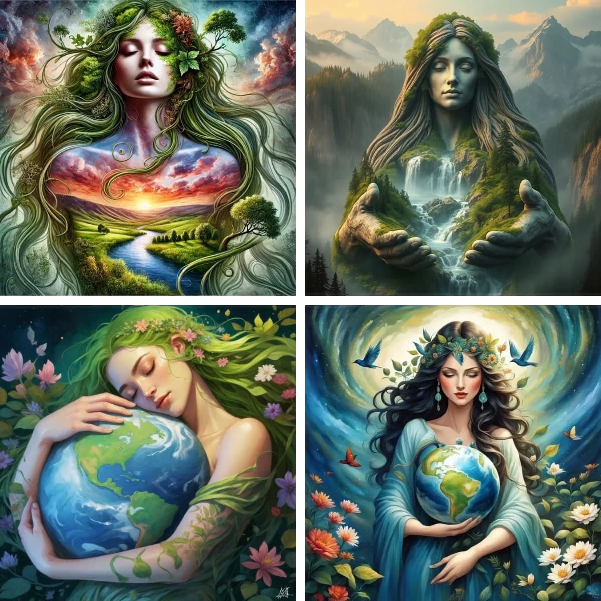 Kit Punto Croce Mosaico Diamantato Completo Madre Gaia Divina Femminile, Ricamo Diamantato con Perline, Pittura Diamantata a Trapano Rotondo Completo