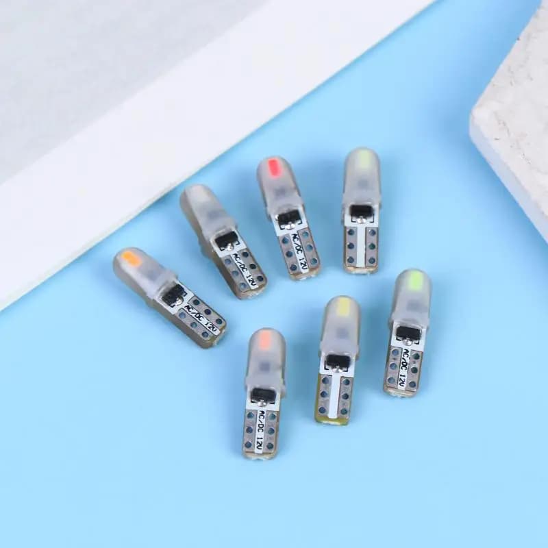 【MO】10 lampadine LED T5 3014 2SMD super luminose per cruscotto auto, lampada per strumenti, luce laterale a cuneo in silicone per auto