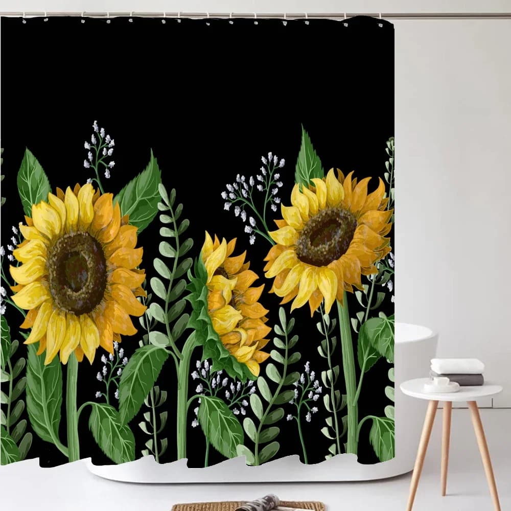 Colore Fiori Piante Tenda da doccia Bagno Tenda da doccia in poliestere impermeabile di grandi dimensioni 240X180 Tende da bagno con stampa 3D