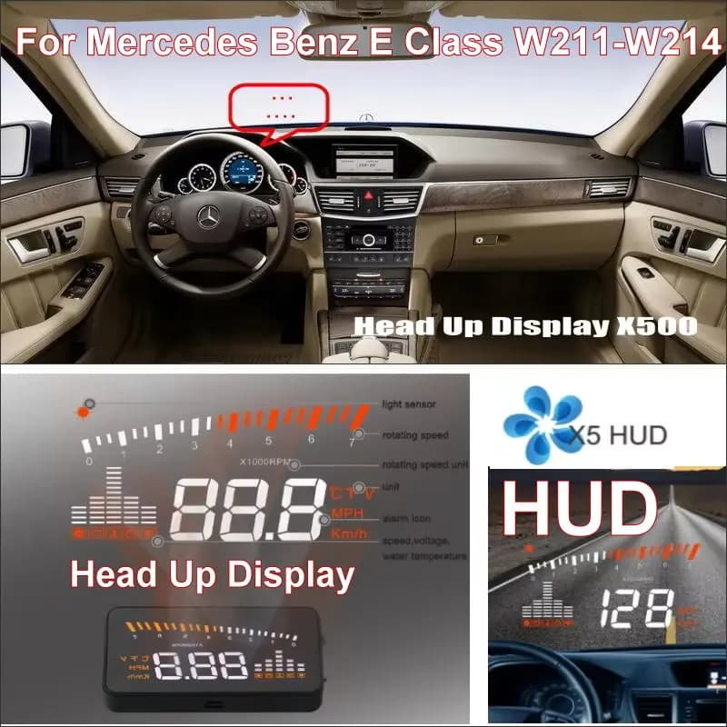Display Head-Up HUD per Mercedes Benz Classe E W211/W212/W213/W214 2000-2025, Accessori Auto OBD, Proiettore Schermo di Guida