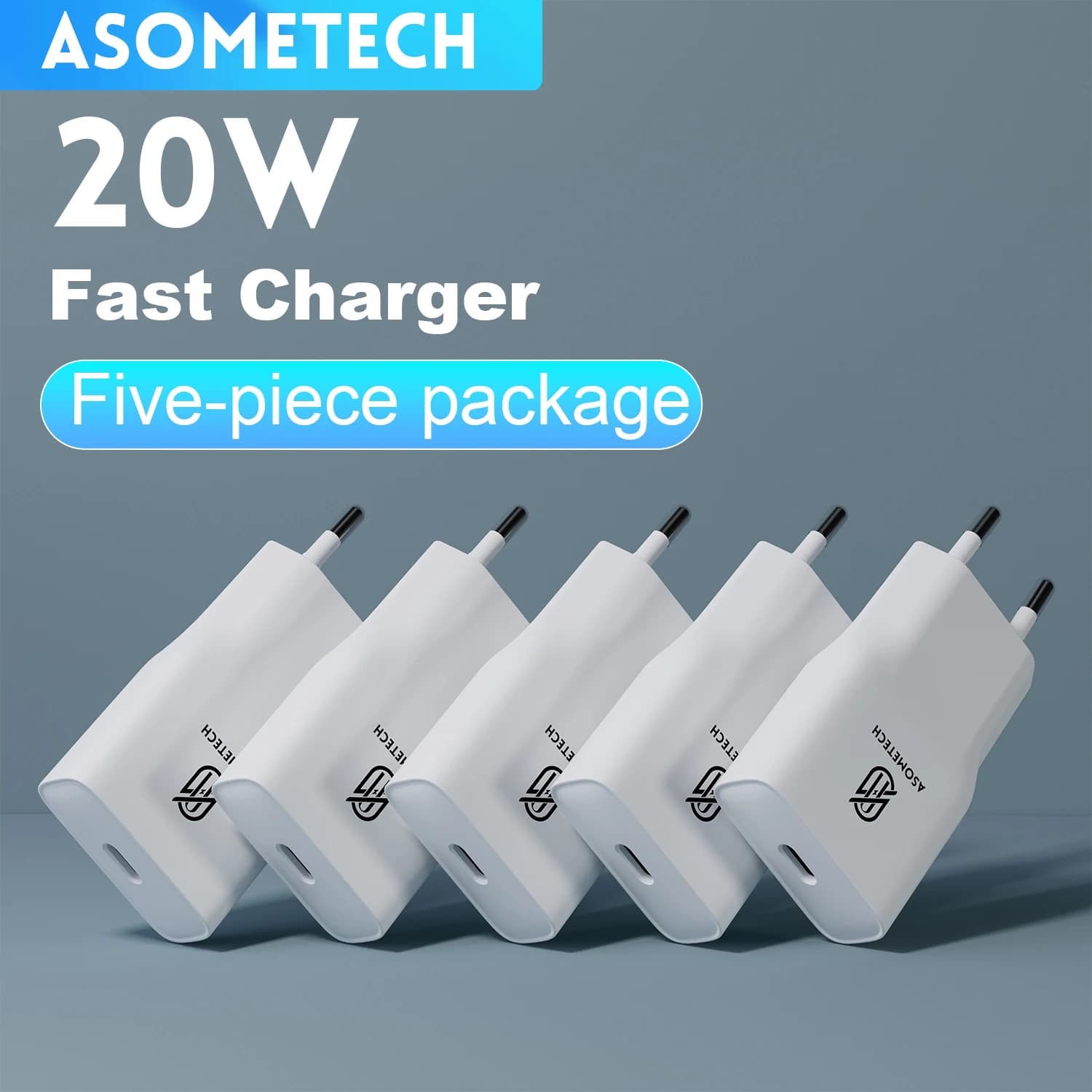 1/2/3/5/8pcs Spina universale UE USB Tipo C Caricatore rapido per telefono da parete 20W USB C Caricatore da viaggio a casa per IPhone 16 15 Samsung Xiaomi