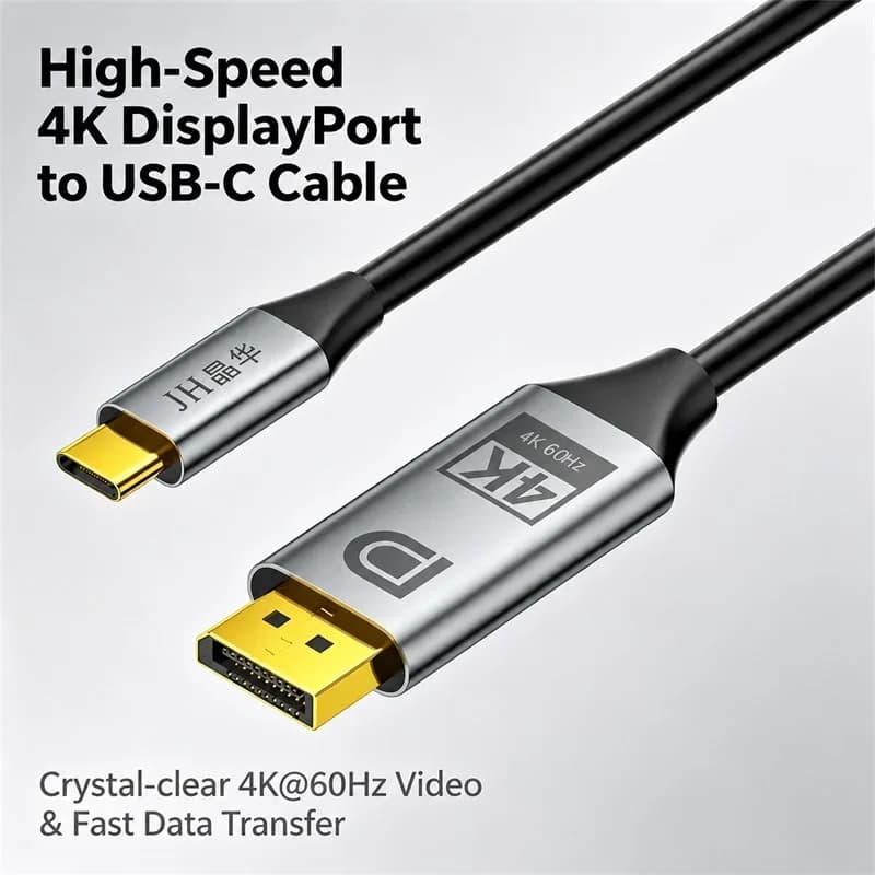 Cavo JH-Link da USB-C a DP, 4K@60Hz HDR, 2K@165Hz, VRR ALLM, per Laptop, Telefono a Monitor/Proiettore