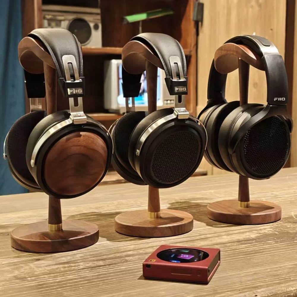 Fiio HS21 Solid Headphone Stand Walnut Wood Desk Headset Holder Natural Wooden Simple Installation Gaming Accessories Gifts