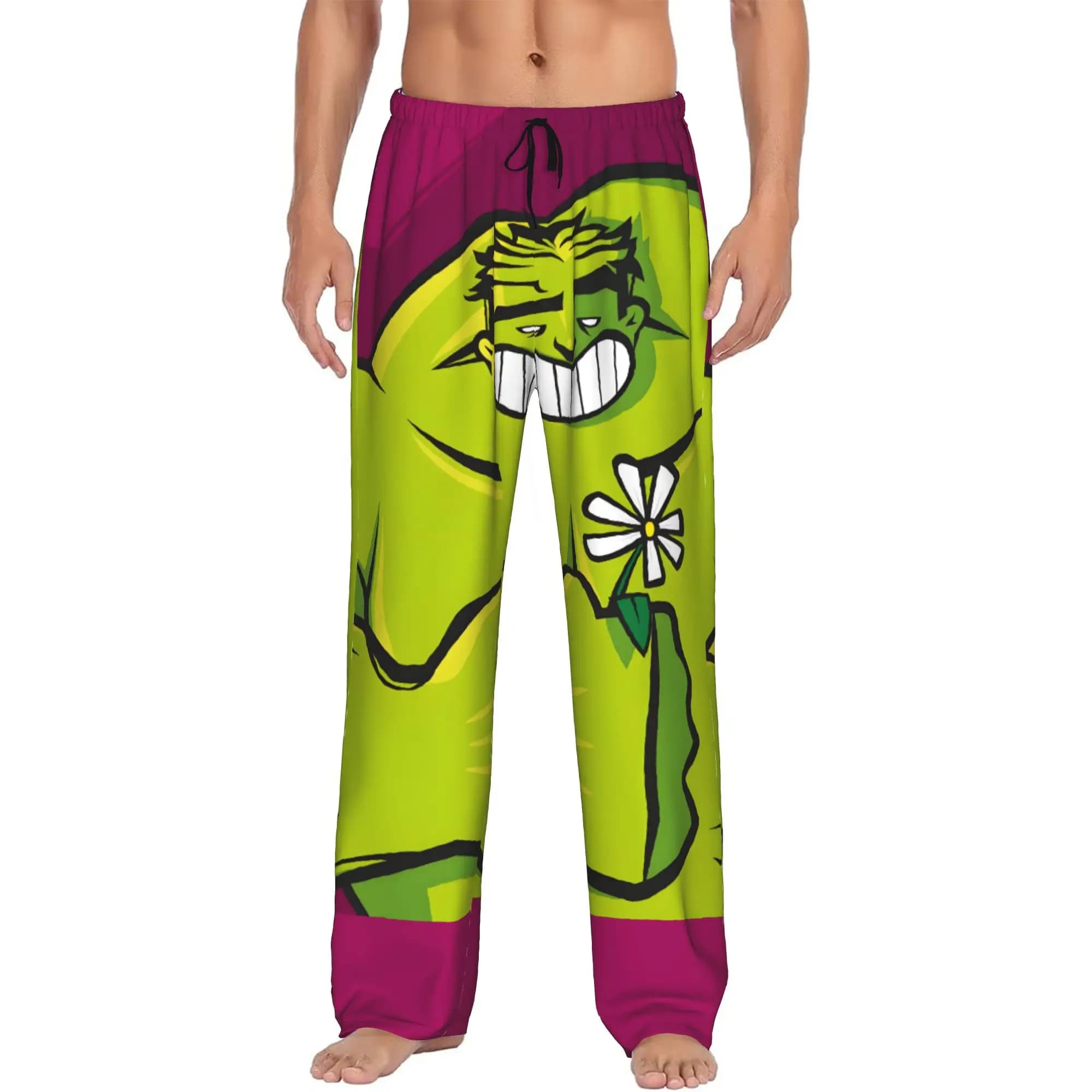 Pantaloni Pigiama Personalizzati H-Hulk con Stampa Artistica, Abbigliamento da Notte per Uomo, Pantaloni Elasticizzati con Tasche