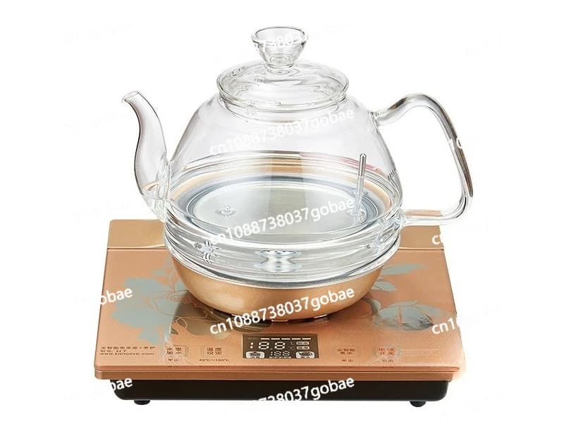 H7 electric kettle with power from above, glass, for domestic use, with insulation and water outlet.