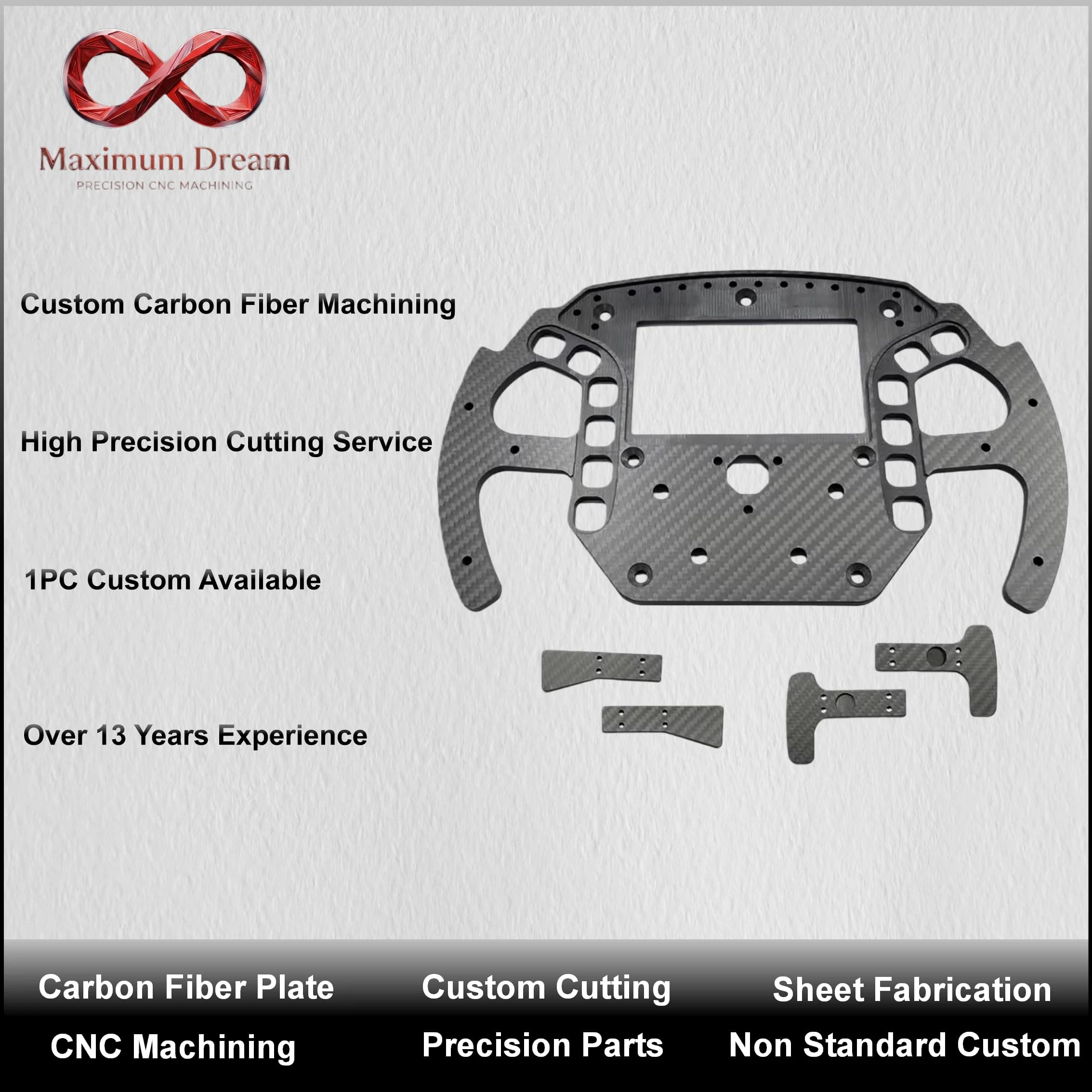 Custom Cut Carbon Fiber Plate CNC Machining Service 3K Carbon Sheet Board Precision CNC Router Parts Drone Frame