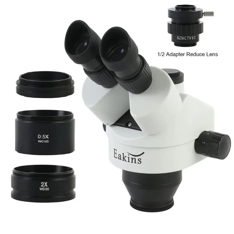 Microscopio stereo trinoculare 7X 90X WF10X/22mm Oculare + 1-2 Adattatore per fotocamera CTV Obiettivo 0,5X Strumento per microscopio per saldatura telefono