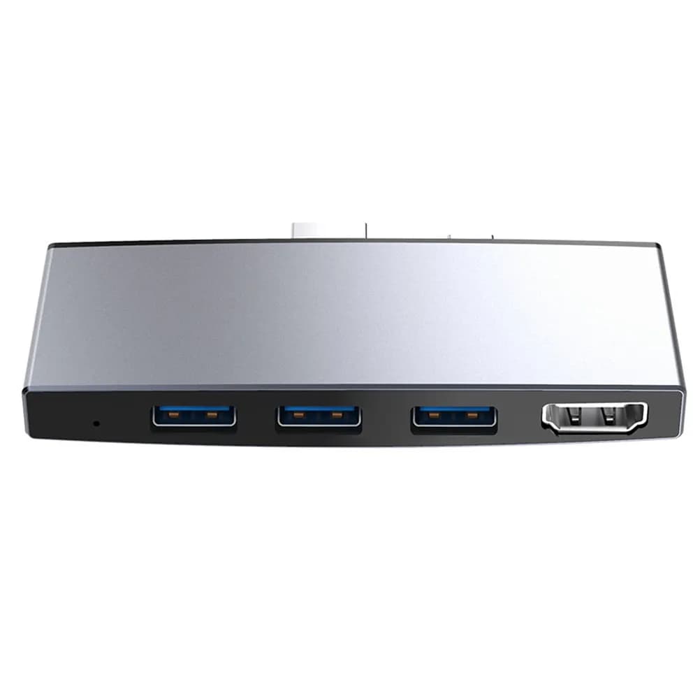 Hub USB multifunzionale 6-in-1 compatto con doppia porta dati e doppio slot per schede, compatibile con Surface 5 4, adattatore video 4K portatile