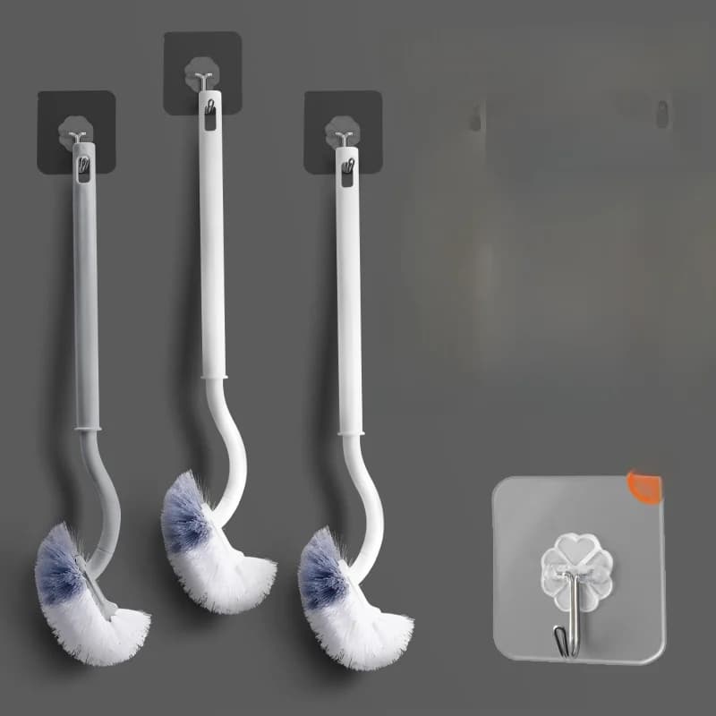 Spazzola per WC in Stile Giapponese con Manico Lungo, Setole Morbide, Facile da Pulire, Supporto da Parete, Durevole per Uso Domestico