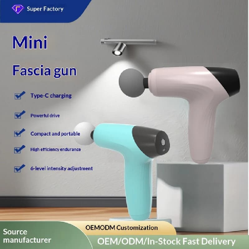 Mini Massaggiatore Muscolare Elettrico Portatile Multifunzionale con Testine Sostituibili per Fitness Domestico e Uso su Tutto il Corpo
