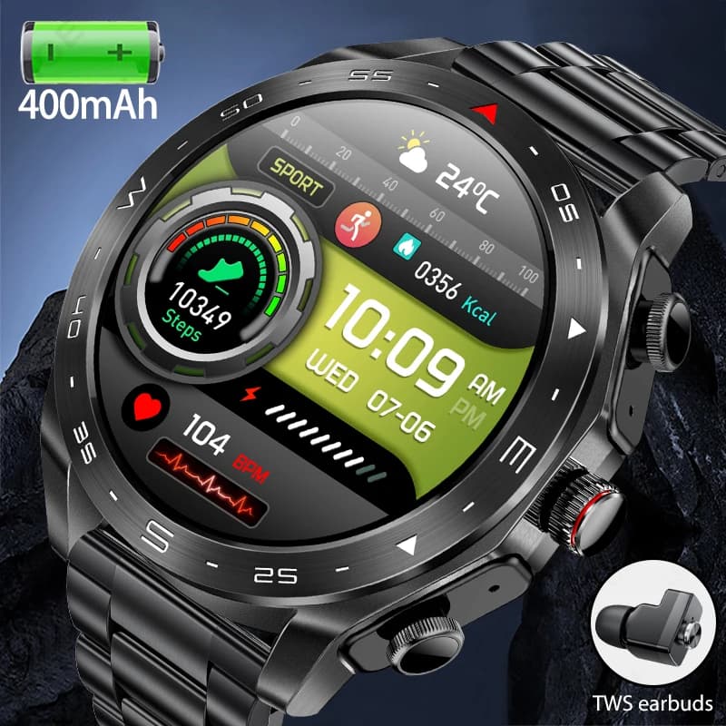 Smartwatch con auricolari, schermo HD da 1,52 pollici, fitness tracker, monitoraggio del sonno, contapassi, tutto in uno, musica locale, smartwatch musicale TWS