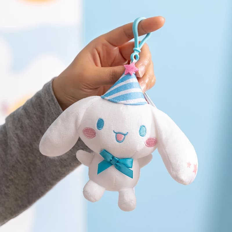 Sanrio Happy Cinnamoroll Portachiavi in peluche Accessori per borse Portachiavi in peluche Zaino per ragazze Portachiavi in peluche appesi per telefono per auto