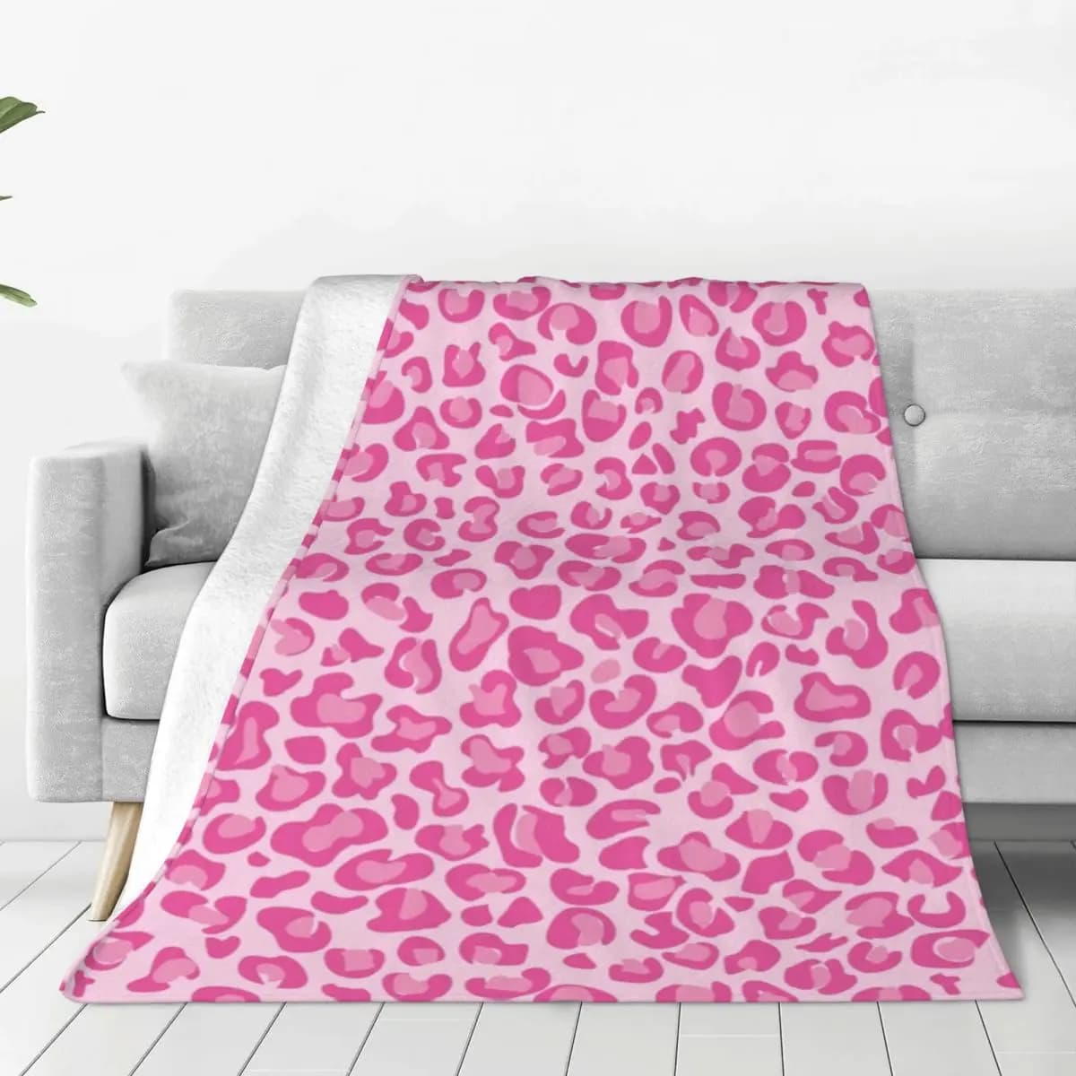 Coperta con stampa leopardata rosa in pile autunno/inverno ghepardo Animal Spot coperta morbida multifunzione per trapunta camera da letto