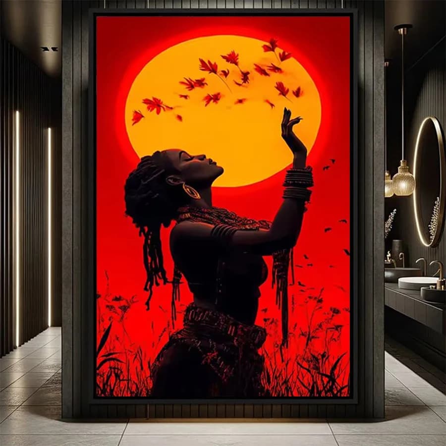 Diamond Embroidery Picture Kit New Sunset African Black Female Art Diamond Painting Full Drill Mosaic Cross Stitch Wall Art