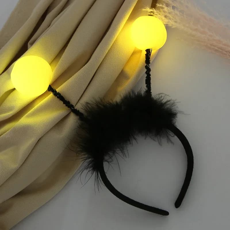 Lampeggiante Piuma Ape Antenna Palla LED Light Up Lampeggiante Fascia Donna Ragazzo Ragazza Prestazioni Festa di compleanno Halloween navidad