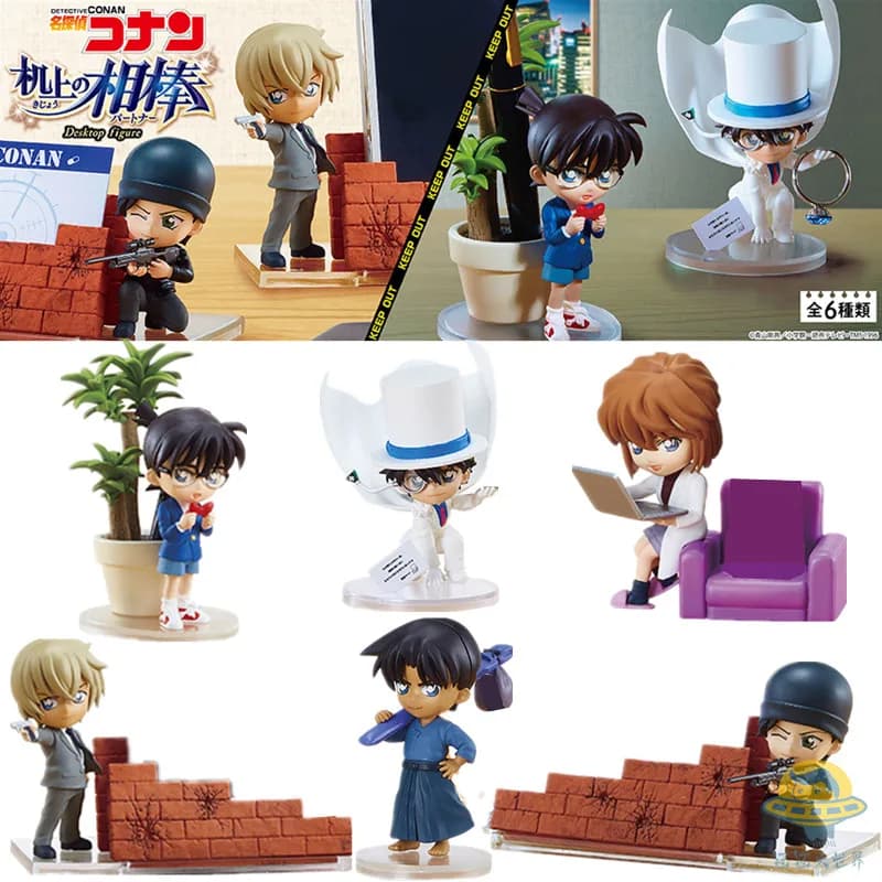 Figure anime Detective Conan Decorazioni da scrivania Scatola di immagazzinaggio Penna Telefono Anello Supporto Modello Giocattolo Scena Cieca Collezione di scatole Regali per bambini