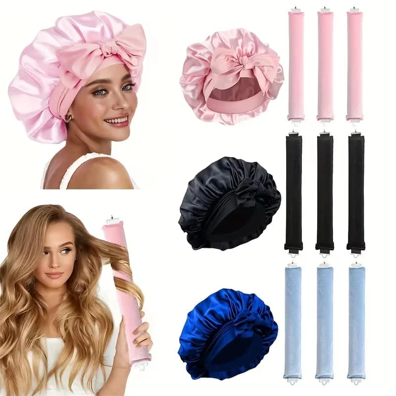 Set of 4-piece non-hot curling irons: an elegant tool for care of DIY hair for travel and sports with undamaged and adjustable curls
