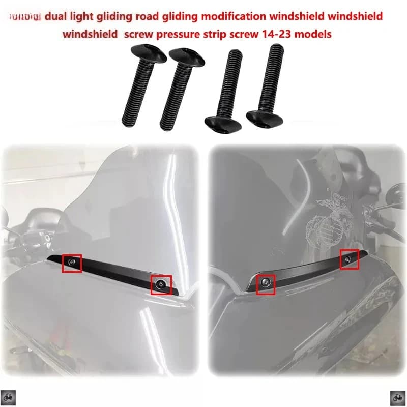 Parabrezza per Harley Dual Light Gliding Road Gliding, con viti e striscia di fissaggio, per modelli 2014-2023