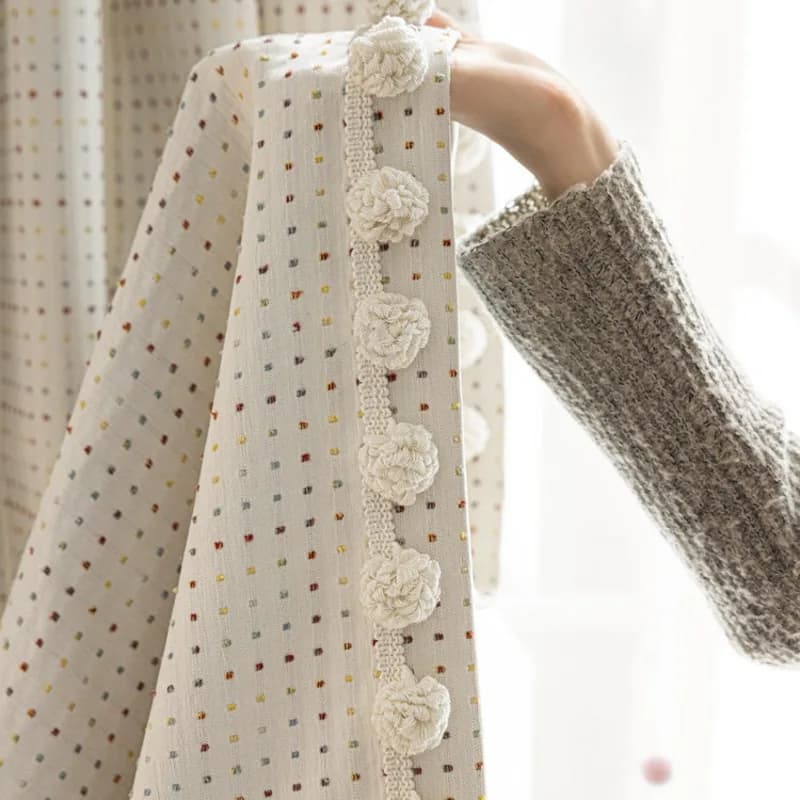 Moderno e semplice stile crema, diario di caramelle, cartone animato, ciniglia oscurante, tenda per camera dei bambini, stile crema, camera da letto, finestra a bovindo