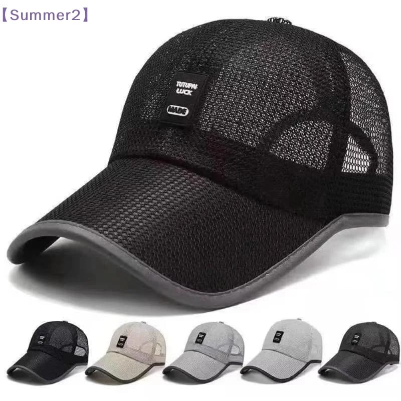 【Xia2】Summer Men's Mesh Breathable Baseball Cap Dad Hat Sunscreen Peaked Cap Outdoor Fishing Snapback Trucker Hat{S}
