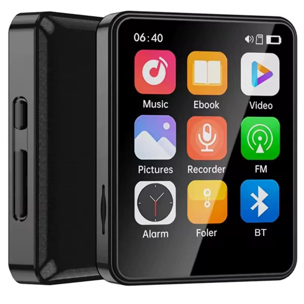 Lettore MP3 portatile da 1,8 pollici Scheda TF Lettore video musicale Lettore di e-book Registratore vocale Dizionario radio Touch Bluetooth Studente