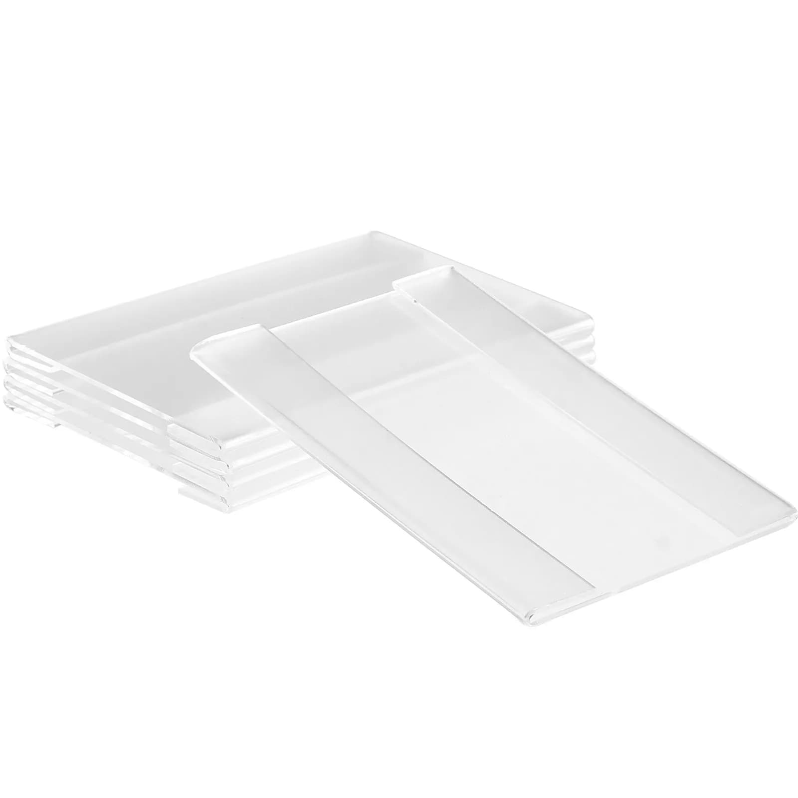 Supporto per cartellini in acrilico da 5 pezzi, senza bisogno di colla, con clip per etichette, per un facile visualizzazione dei prezzi, espositore da tavolo portatile