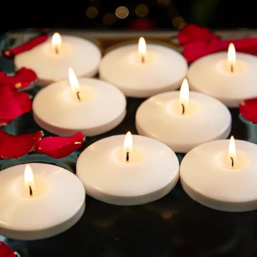 Candele Galleggianti Bianche, Candele Galleggianti a Lunga Durata (10 Ore), Senza Profumo, per Centrotavola, Matrimoni, Luci Natalizie