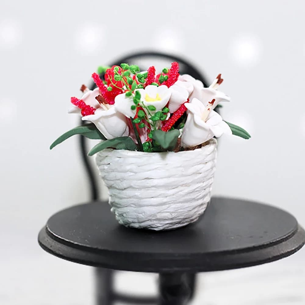 1 pcs 1/12 doll home accessories miniature floral composition mini pot plant toy model for doll house decoration OB11 bjd